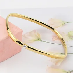 Closed Bangle Wear with a circumference less than 17cm Crystal Titanium Steel Bracelet Love Bangle For Women Wedding Jewelry