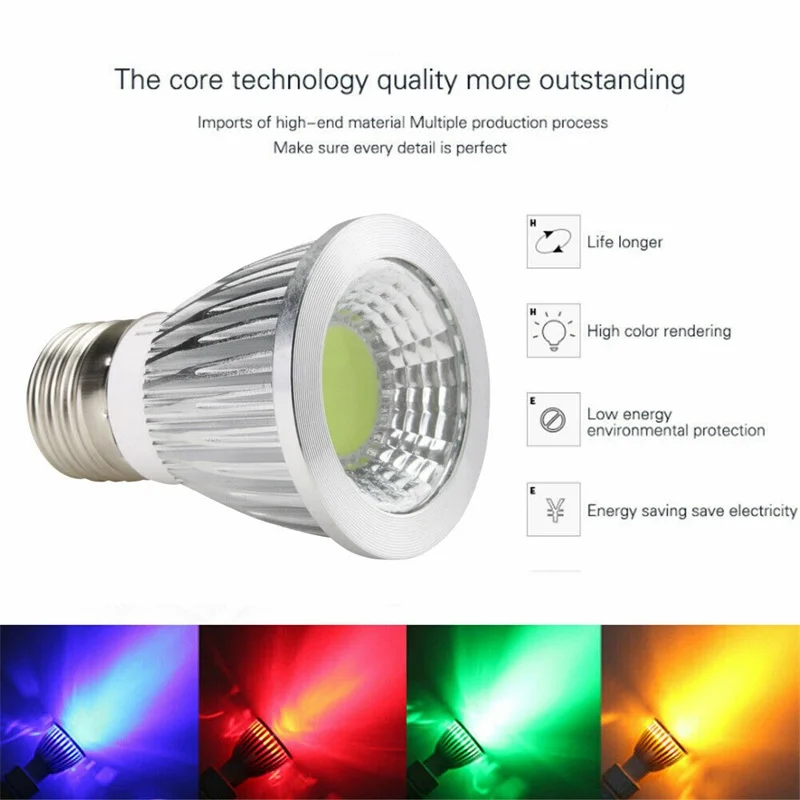 High Power Dimmable LED COB Spotlight Bulb GU5.3 GU10 E27 E14 E12 9W 6W 12W LED Lamp 220V Colorful Light for Home Office Hotel