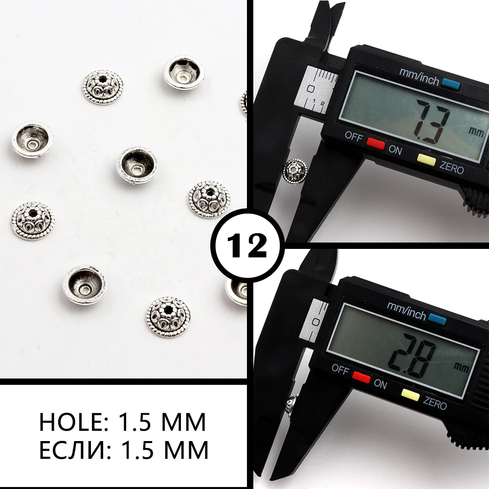 50 stücke Antike Kupfer Splitter Bronze Gold Runde Polygon Hohlen Form Metall Spacer Blume Perlen Kappen Für Schmuck Ketten, Der DIY – Detail 18