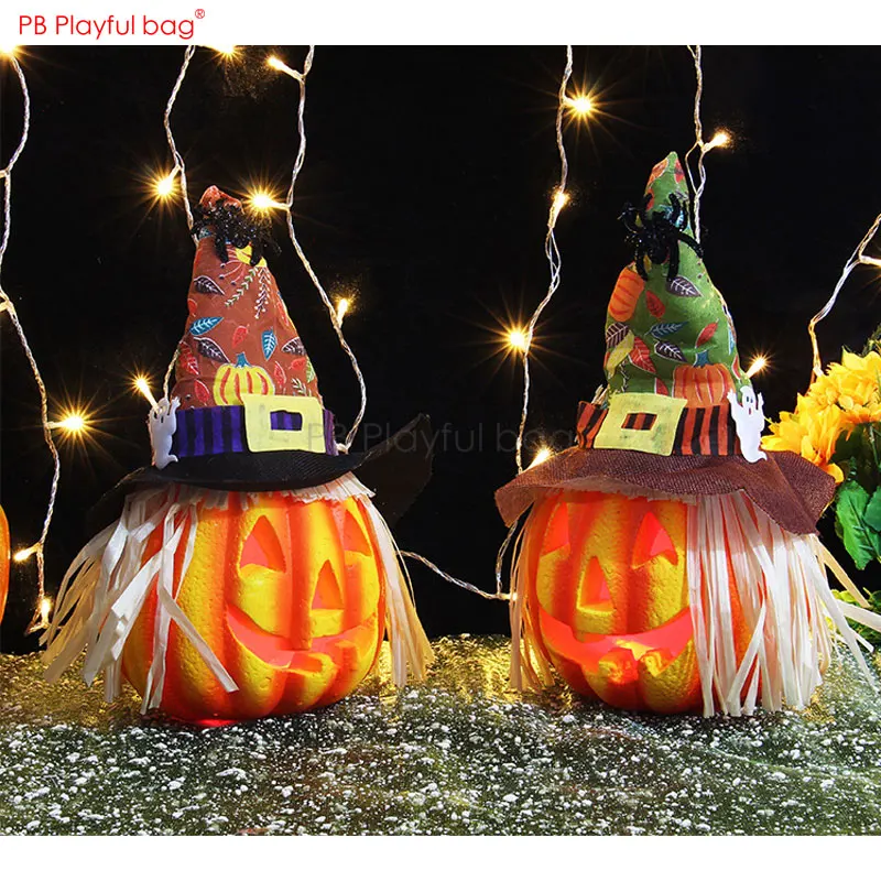 Saco brincalhão halloween abóbora lanterna luz oco abóbora light-up brinquedos festa casa ornamentos decoração do quarto criativo ab09