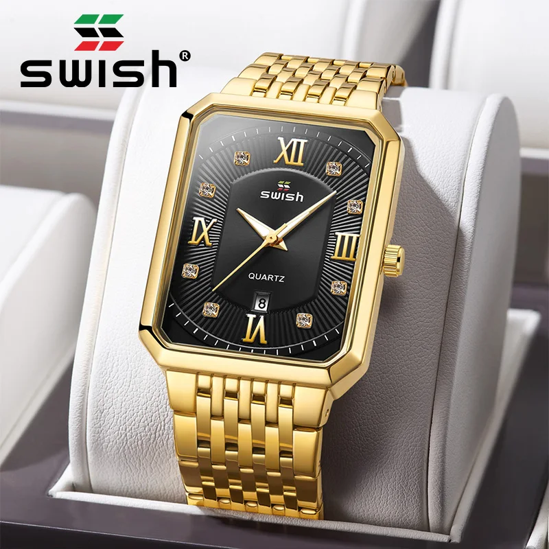 SWISH Men Watches Warterproof Mens Watch Top Brand Luxury Clock Male Rectangle Business Quartz Wristwatch Relogio Masculino