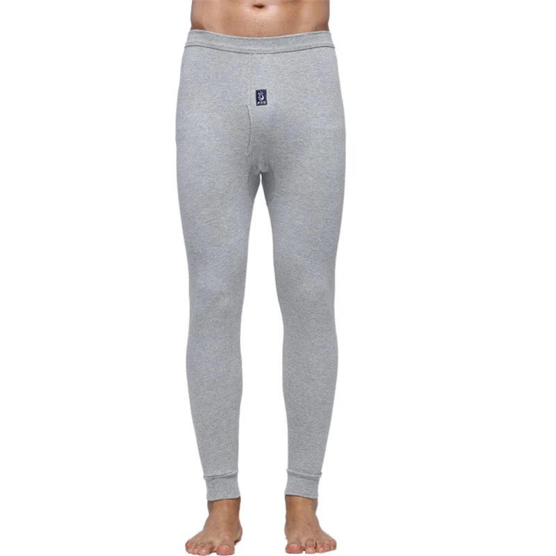 Winter Men\'s Warm Underwear Cotton Leggings Tight Male Long Johns Blue Gray White Warm Thermal Underwear Bottoms for Men