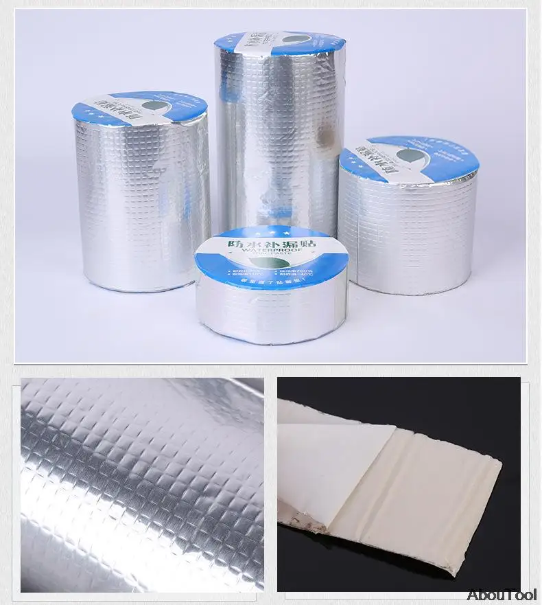 Butyl Tape Crack Trap Roof Pipe Building Waterproof Aluminum Foil  Self-Adhesive Tape Wall Crack Roof Duct Repair Adhesive Tape