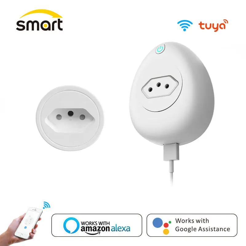 

16A BR Brazil Wifi Smart Plug Socket With Power Monitor Wireless Tuya SmartLife APP Timer Voice Works for Google Home Alexa Mini