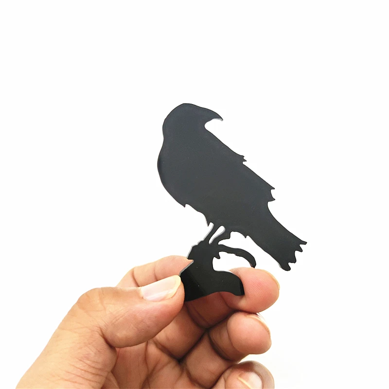 KUGUYS Halloween Bird Crow Pocket Pins Women Men Boys Girls Kids Brooch Black Acrylic Jewelry Gothic Party