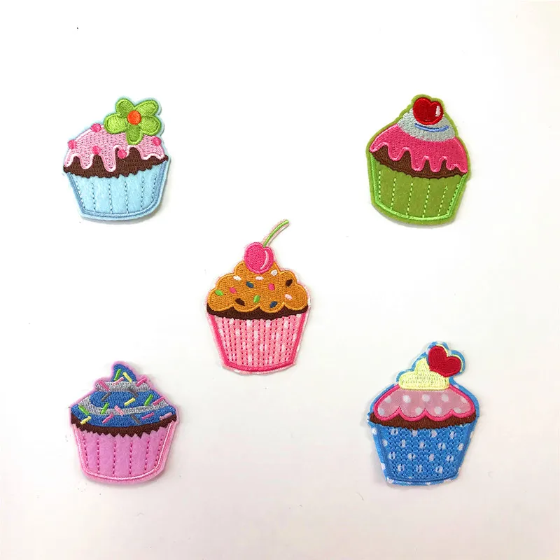 Cup cake  Iron on Embroidered decorative decals patch Embroidery For cute Girls Clothes bag Apparel Garment Accessories