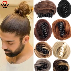 Synthetic Hair Bun Black Brown Straight hair Messy Scrunchies Bun Claw Clip in Hair Extension Updos Hairpieces for Men Chignons