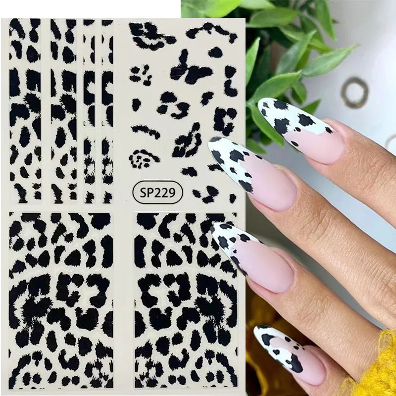 3D Zebra Cows Pattern Nail Stickers Nail Design Leopard Prints Sliders Animal Skins Foils Snake Pattern Manicures Decorations