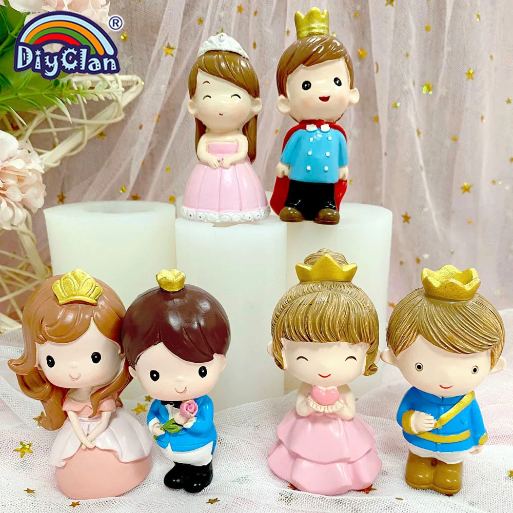 3D Prince Princess Chocolate Silicone Mold For Candle Making Cake Decoration Boy And Girl Sugarcraft Resin Home Decorting Making