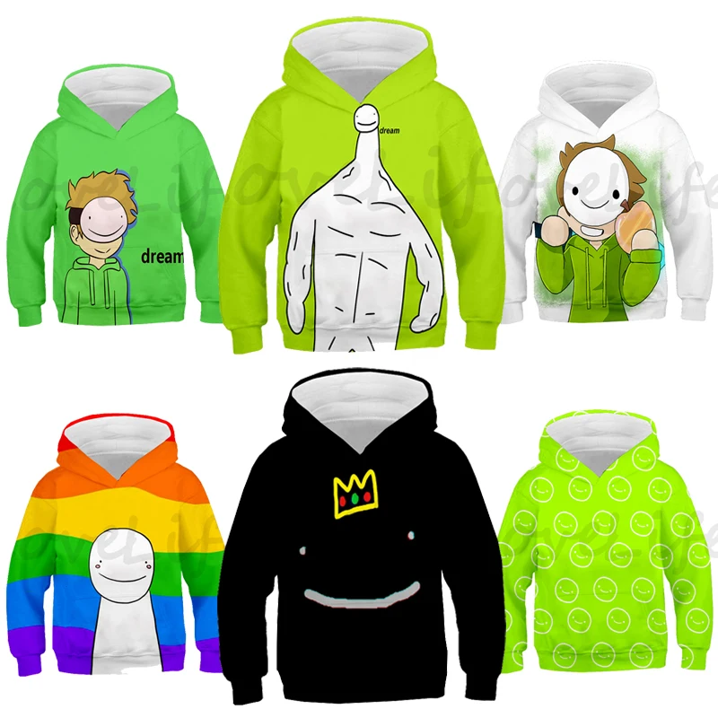 Dream Smp Hoodies Kids Dreamwastaken Printed Design Pullover Unisex Long Sleeve Clothes Oversized Hoodie Boys Girls Sportswear