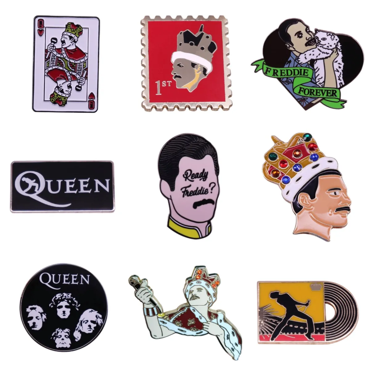 Excellent Quality Classic Queen Metal Enamel Pins Cartoon Brooch Backpack Lapel Badges Collect Rock Band Jewelry Gifts for Fans