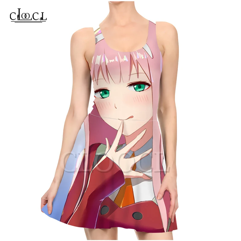 CLOOCL  Anime Darling InThe Franxx Zero Two 3D Print Fashion Women Sleeveless Dress Casual Sexy Slim Summer Beach Style