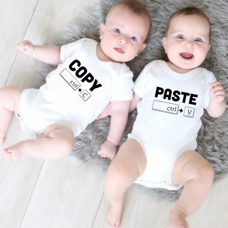 

Copy Paste Twins Onesie Twins Cute Gifts for Twin Baby Summer Short Sleeves Cotton Baby Bodysuit Body Baby Boys Girls Onesies