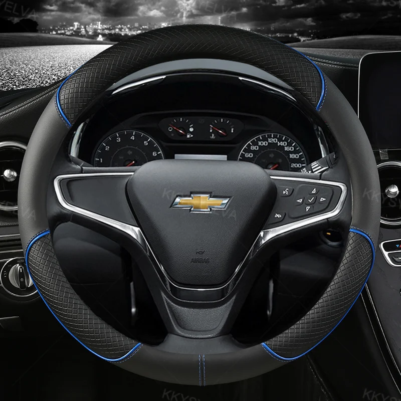 Auto-Lenkrad-Abdeckung 38 cm 15 Zoll Leder für Chevrolet Cruze Malibu Sail Spark Captiva Equinox Trax/Tracker AVEO Lova RV – Detail 4