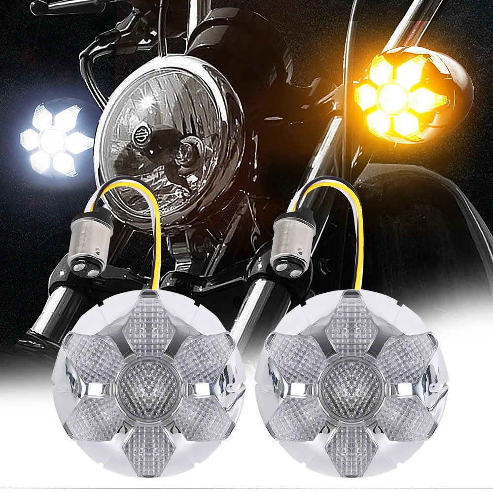 

1157 Front LED Amber Comet Turn Signal Brake Blinker Lights For Harley Fatty 883 1200 Sportster XL 883 1200 Motor Running Light