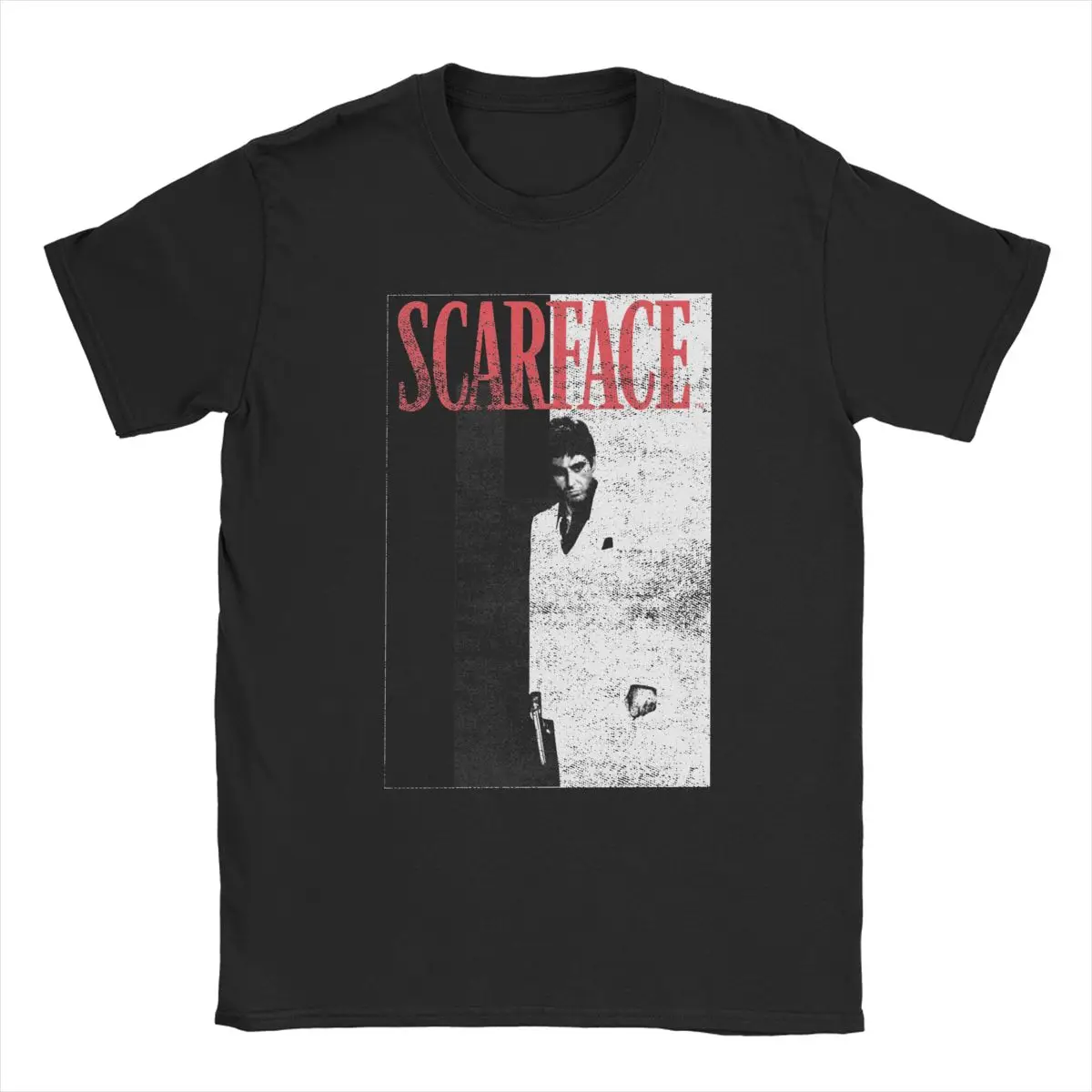 Scarface Two Toned Movie Poster T-Shirts for Men Hipster Cotton Tee Shirt Round Neck Short Sleeve T Shirt Gift Idea Clothes