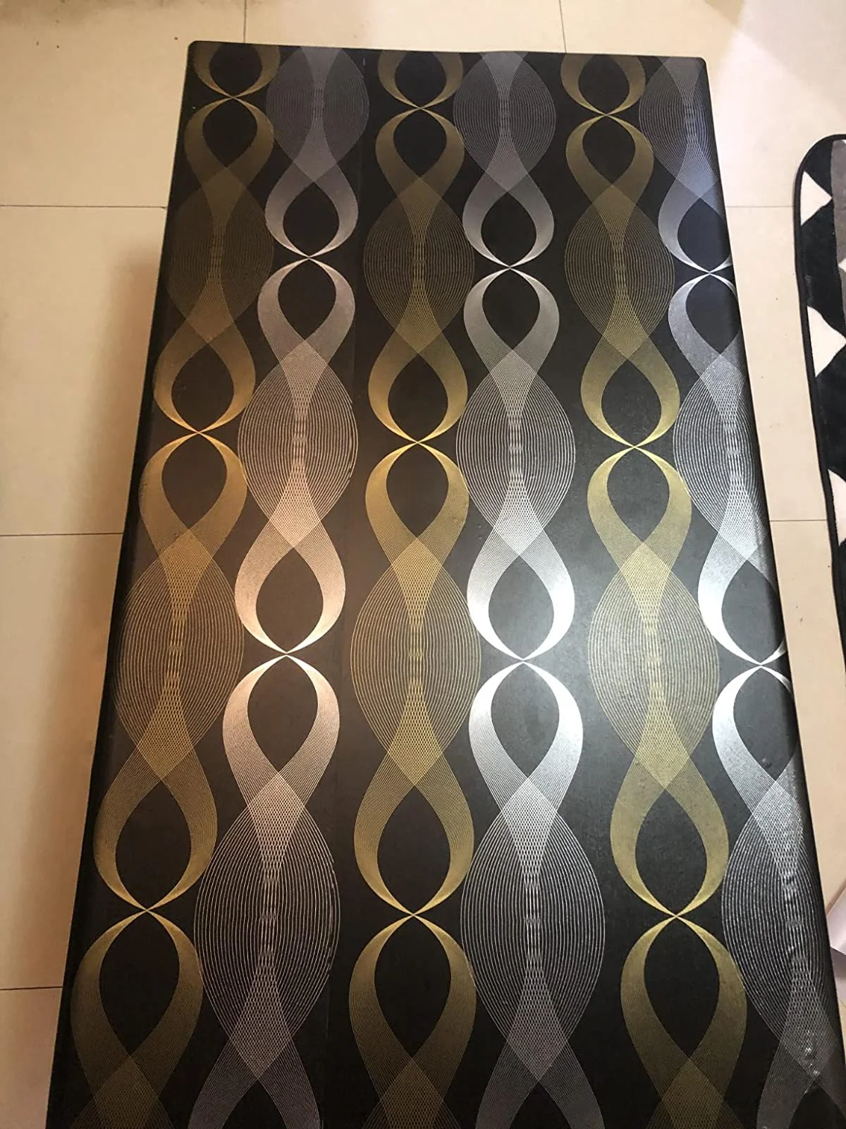 Vinyl Schwarz Selbst-Klebe Tapeten Geometrische Schälen Und Stick Tapete Moderne Streifen Silber/Gold Aufkleber Schlafzimmer Wohnkultur