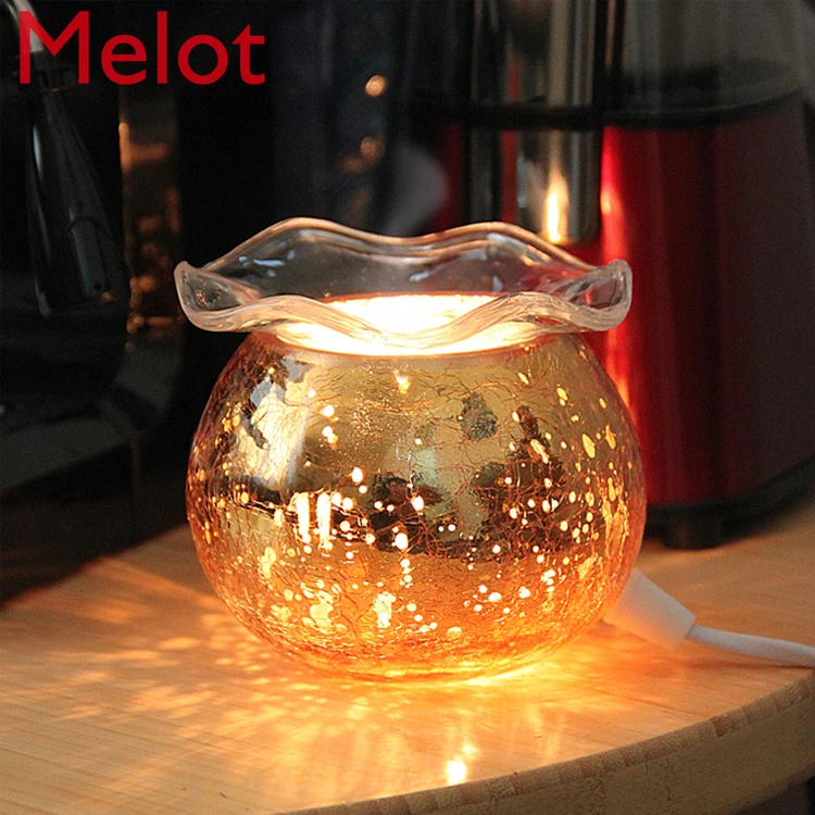 Creative European-Style Colorful Ice Cracked Glass Aroma Lamp Romantic Home Dinner Bar Club Spa Plug-in Candlestick