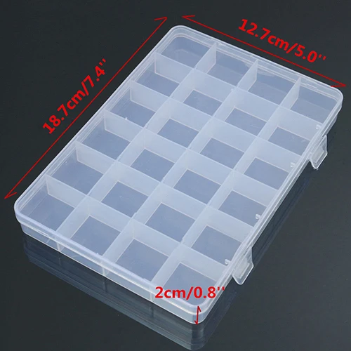 24 Compartments Plastic Box Case Jewelry Bead Storage Container Craft Organizer Plastic Case for Bead Rings Jewelry Display Orga