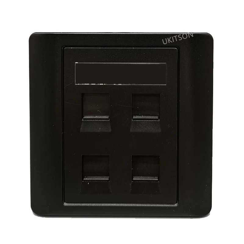 4 Ports CAT6 RJ45 LAN Wall Panel Black Color CAT.6 Network Outlet With Female Coupler CAT 6 Keystone Jack Faceplate