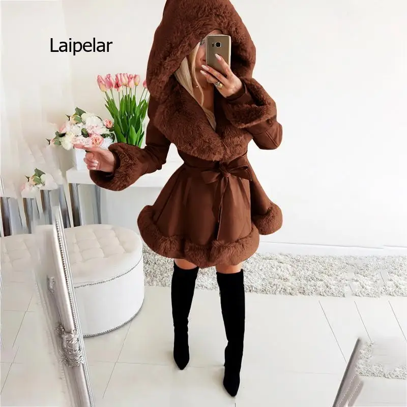 Warm Women\'s Winter Parka Coats Long Cotton Casual Fur Hooded Jackets Women Thick Warm Winter Parkas Female Overcoat Skirt Coat