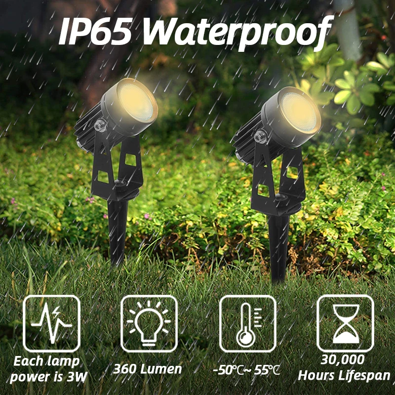 Led Garden Lights Outdoor Lawn Lamp Safety Low Voltage Street Lights IP65 Waterproof 2/4/6/10 in 1 Landscape Lighting Warm White