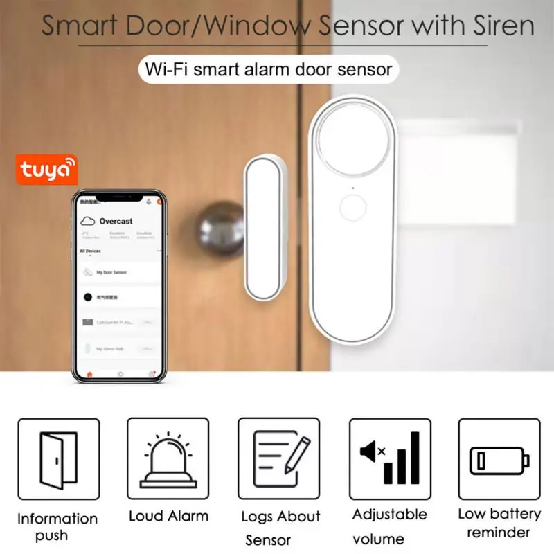 جديد Tuya مستشعر الباب الذكي 90DB إنذار بصوت عال واي فاي كاشف باب النافذة المنزل الذكي إنذار العمل مع أليكسا جوجل الحياة الذكية