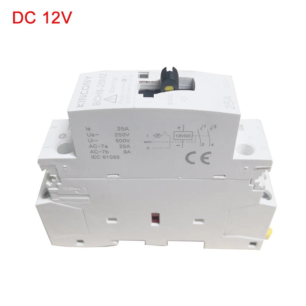 DC 12V AC Contactor Modular With Manual Control Switch By DIN Rail Mount 2P 2NO For DIY Smart Home Automation