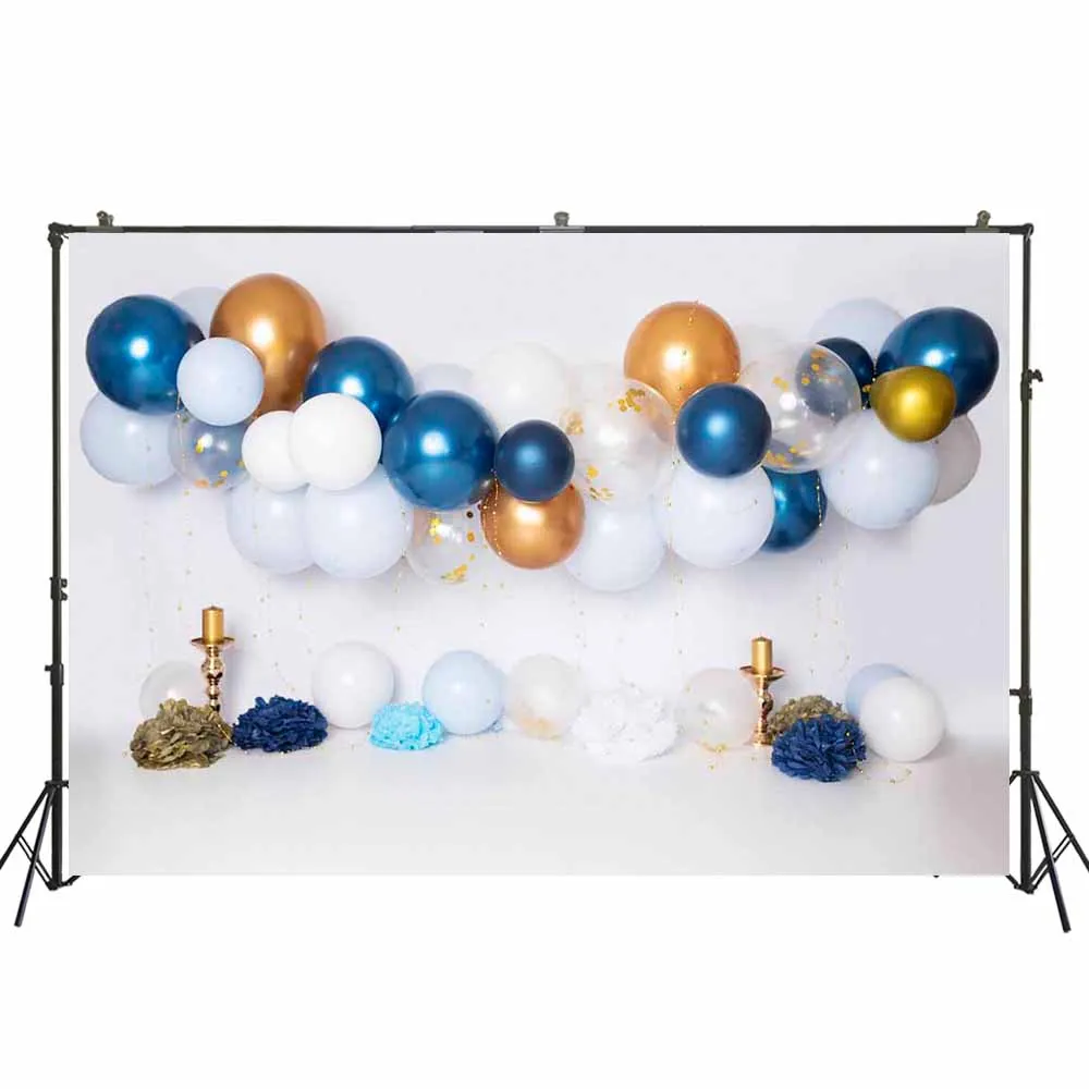 

Colorful Balloons Birthday Backdrop Child Baby Portrait Cake Smash Photography Background Dessert Table Decor Banner W-4769