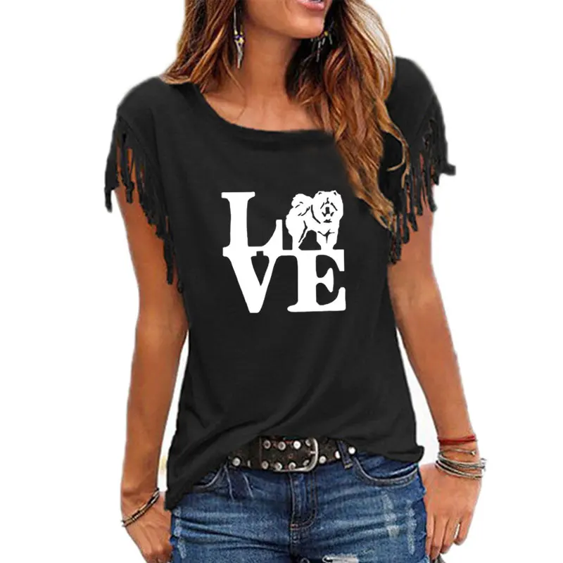 I Love Chow Chow Fashion Print Women Tshirt Dog Lover Girlfriend Graphic Shirt Tee Shirt Femme Hipster Casual Tops