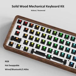 KASHCY Soild Wood Mechanical Keyboard Kit Walnut Rosewood Noise Reduction Form Hot Swap Switch RGB Compatiable With 5 Pins