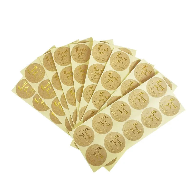 100pcs/Lot Popularity fresh Cowhide hot stamping series sealing sticker Thank you 3 choices