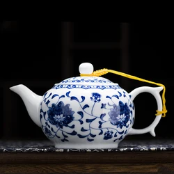 China  Blue and white thin porcelain teapot High capacity 320ML 1L Ceramic tea pot traditional chinese tea set