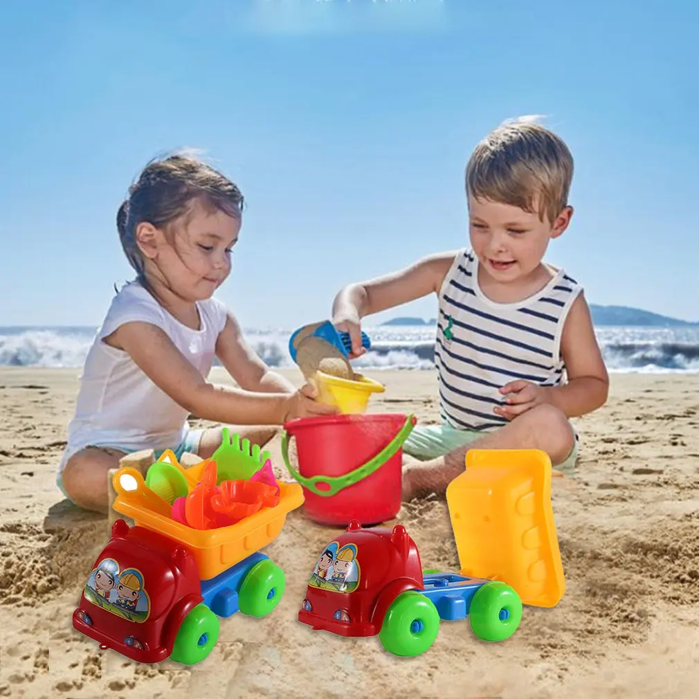 11Pcs/set Children Kids Beach Toys Set Summer Sand Play Sand Dredging Tools for Beach Play Sand Water Game Play Cart Toys