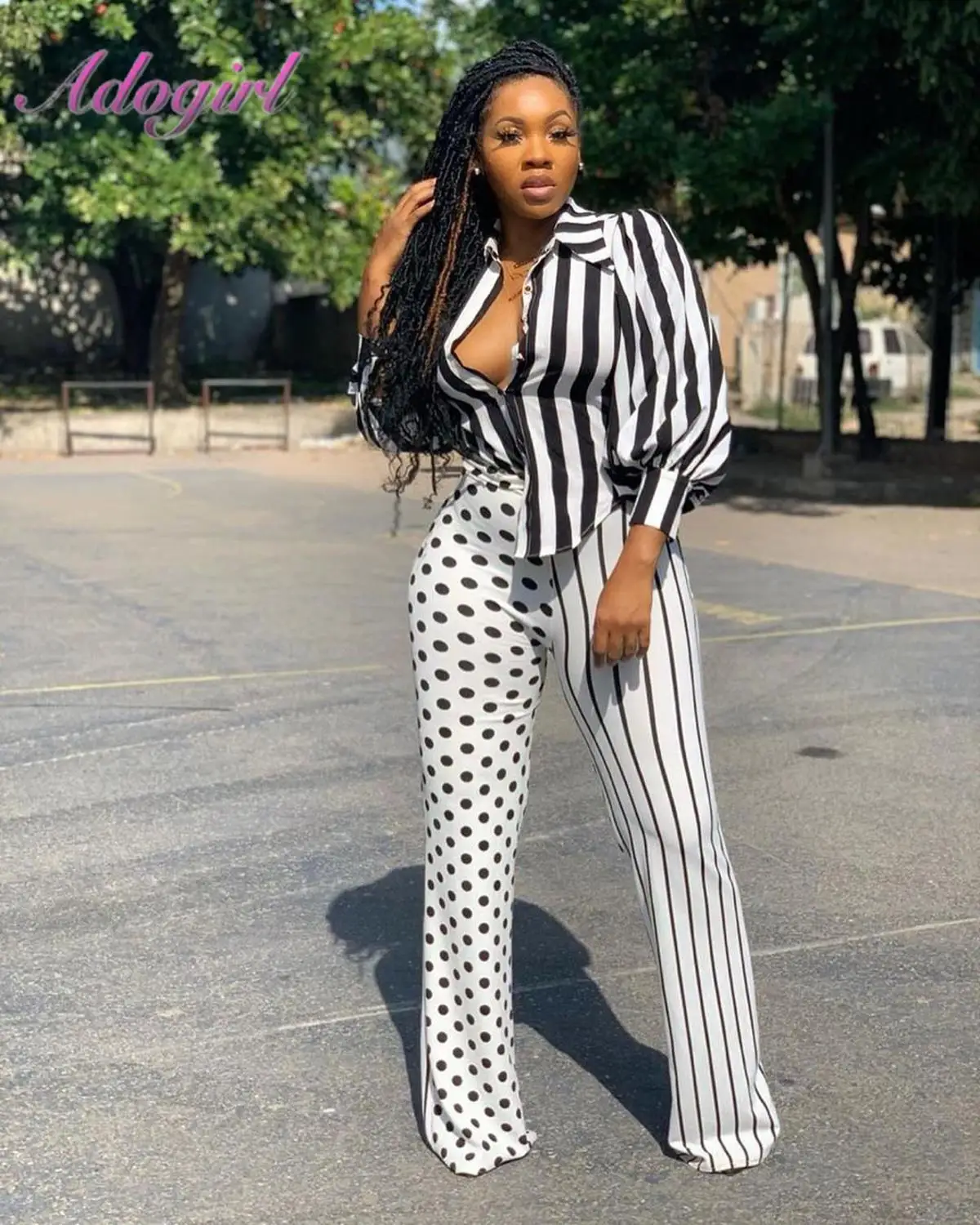 Autumn Women'S Sets Striped Print Full Sleeve Buttons Ruffles Shirt Pencil Pants Suit Office Two Piece Set Streetwear Tracksuit