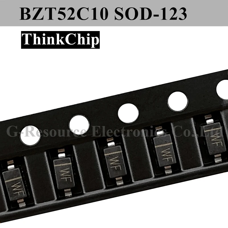 (100Pcs) BZT52C10 Sod-123 Smd 1206 Voltage Gestabiliseerd Diode 10V (Markering Wf)