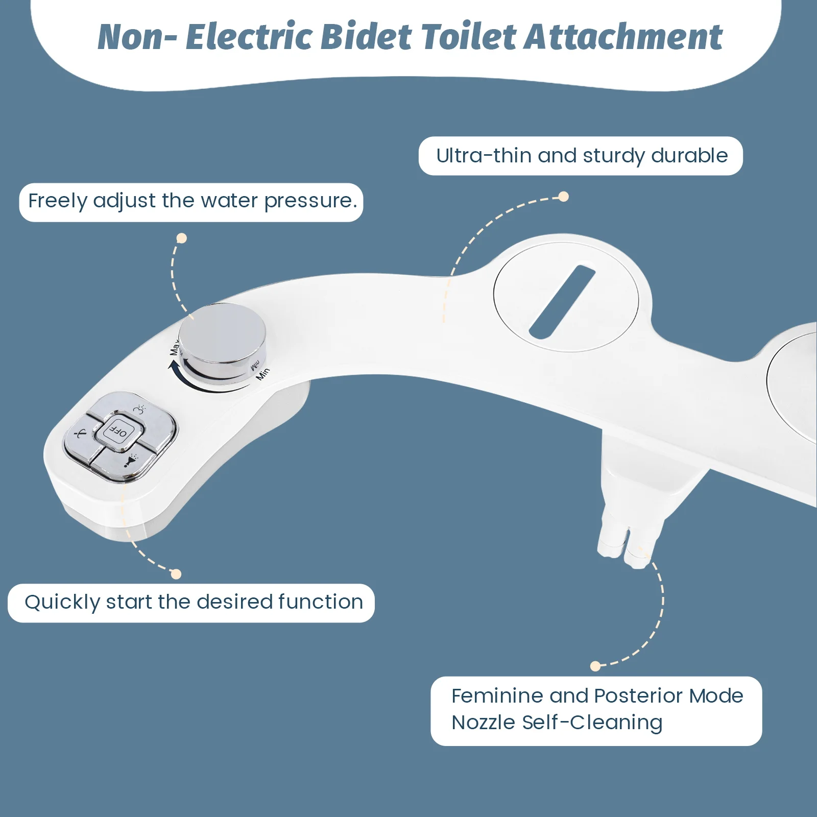 SAMODRA New Bidet Toilet Seat Attachment Toilet Bidet Sprayer Ultra-Thin 3 Funtions Ass Bidet Shower Hygienic Wash For Bathroom