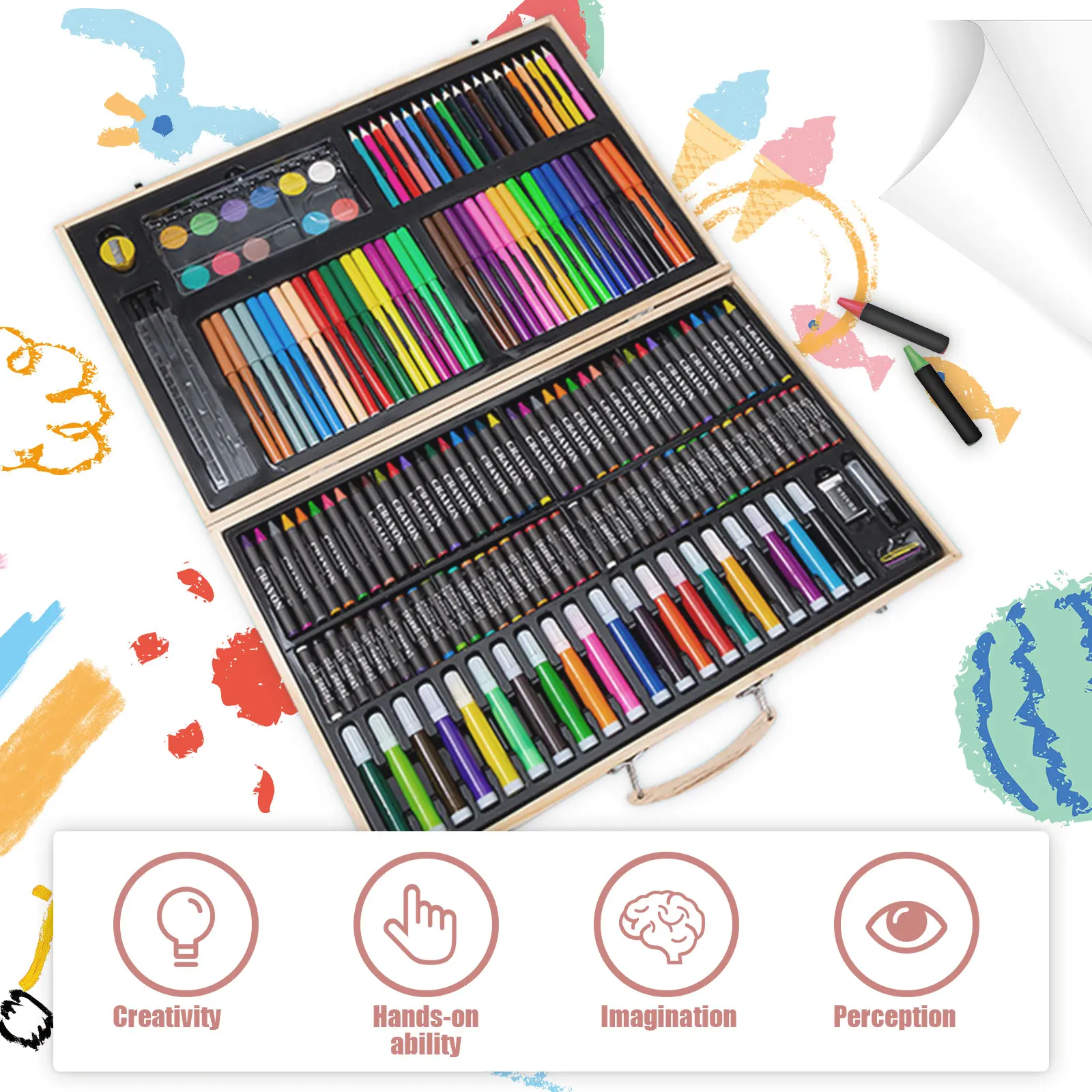 180pcs Painting Tool Set Watercolor Pen Sketch Pencil Crayon Oil Pastel Artist Drawing Tool Supplies Kids Stationery Gift Set