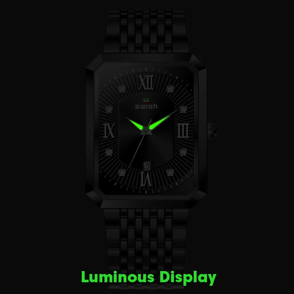 SWISH Men Watches Warterproof Mens Watch Top Brand Luxury Clock Male Rectangle Business Quartz Wristwatch Relogio Masculino