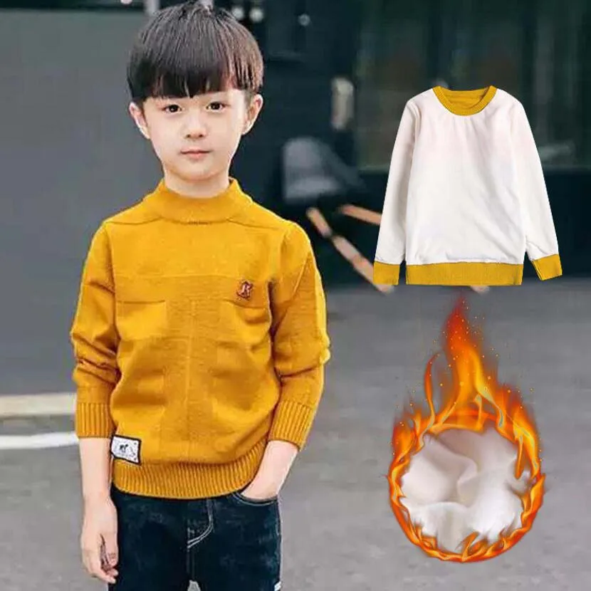 kids clothes 100cm-170cm boys spring sweaters children fashion bottoming clothes teenage sweater autumn velvet warm jacket tops