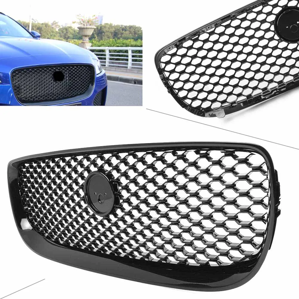 

Car Front Bumper Racing Grill For Jaguar XE 2015 2016 2017 2018 X760 Glossy Black ABS Exterior Moulding Grille