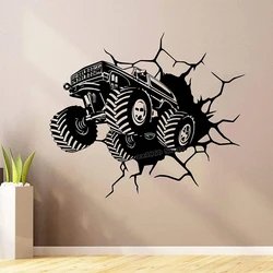 Monster Truck Wall Decal Crash Trucks Wheels Toy Car Wall Sticker  for Boys Room Nursery Decor Vinyl Home Decor Stickers B612