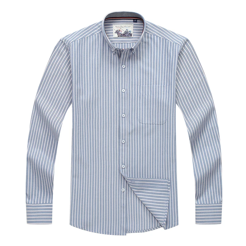 5XL 6XL 7XL 8XL 9XL 10XL Cotton Oxford Striped Long Sleeve Shirt 2021 Spring Classic Brand Men\'s Casual Shirt Gray Blue Pink Red