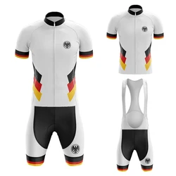Germany White Cycling Jersey Set Bib Short Gel Breathable Pad Ciclismo Masculino Maillot Ciclismo Hombre Can be Customize