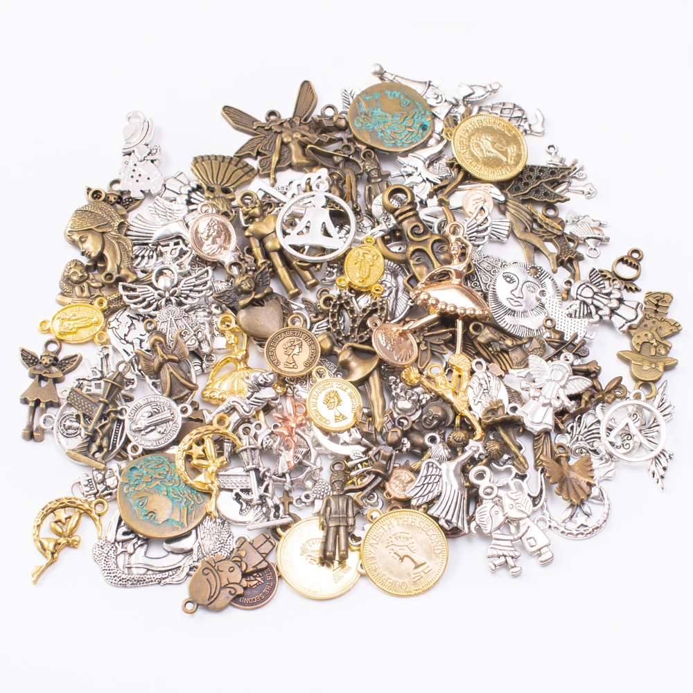 

50g hot sale metal figure mixed charm pendant antique bronze bracelet necklace handmade jewelry making wholesale DIY accessories