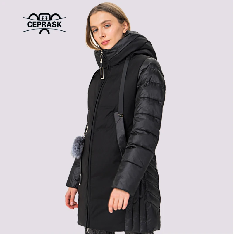 CEPRASK 2023 Winter New Down Jacket Women With Fur Thicken Warm Clothing Outerwear Quality Women Winter Coat Large Size Parkas