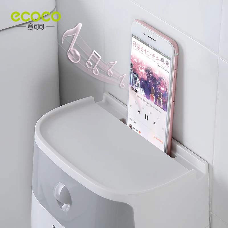 ECOCO Wall-Mounted Tissue Box Bathroom No-Punched Storage Box Storage Space Frame Integrated Design With Drawer