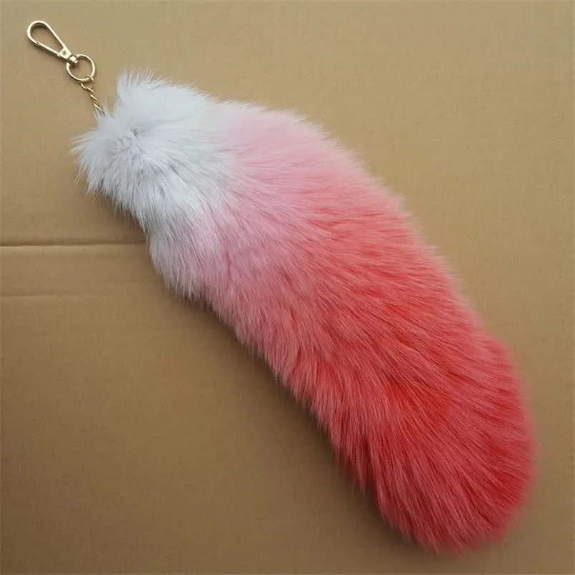 

Fluffy Real Fox Fur Tail Keychain Tassel Bag Cosplay Toy Handbag Accessory Hook Pendant Extra Huge Soft Key Ring