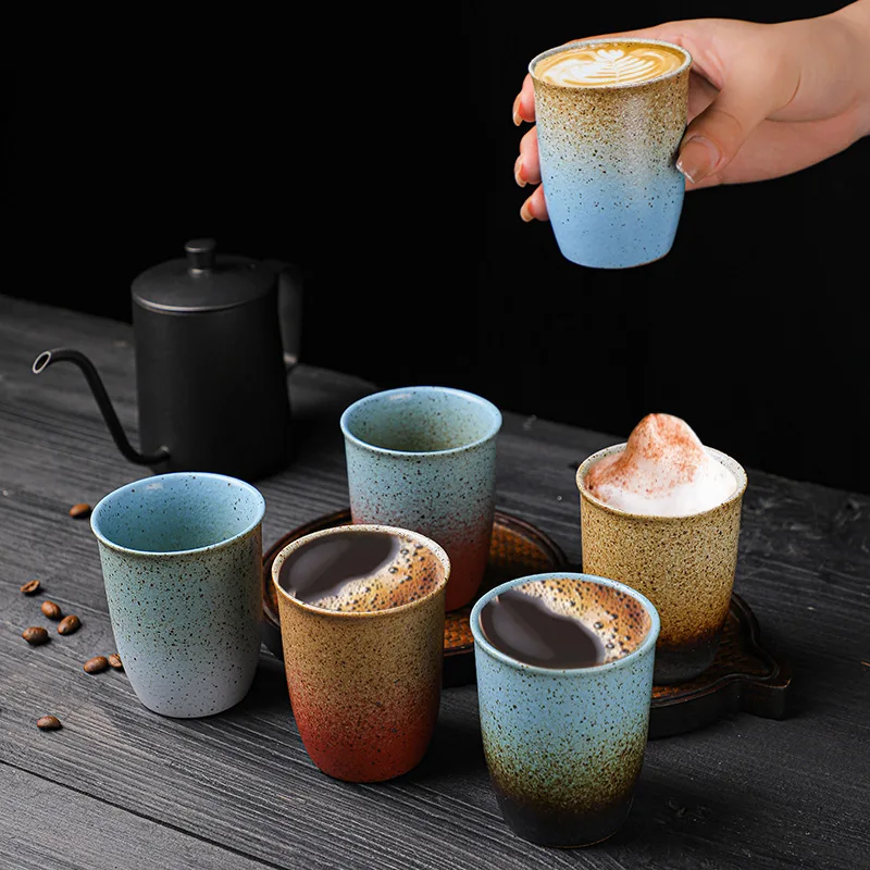 

Japanese Style Stoneware Coffee Mug Retro Ceramic Kiln Turned Tea Cup Espresso Cups Set Arabic Coffee Set Turkish Coffee Cups