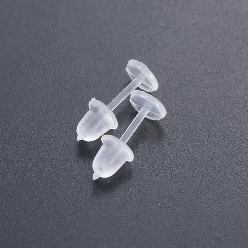 50Pcs/Pack Clear Plastic Stem Rubber Anti-Allergy Ear Stud Replacement Earring Accessories Protect Ears From Ear Hole Blockage